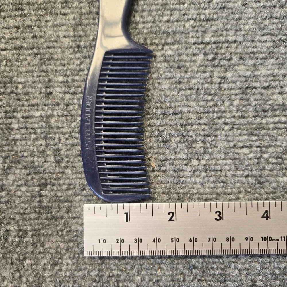 Vintage Estee Lauder Hair Comb Navy Blue Travel Purse Size 6.5
